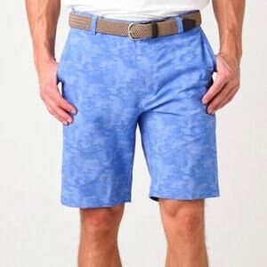 Peter Millar Shackleford Camo Performance Hybrid Golf Shorts Blue Sea Size 36